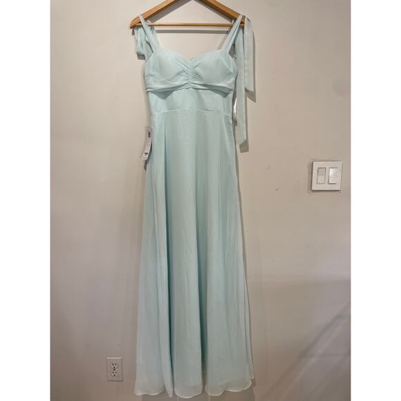 NWT Azazie Lizet Sweetheart Neck Chiffon A-Line Bridesmaid Dress Sea Glass US A2 - Picture 3 of 6